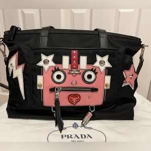 Excellent condition Prada Nylon Tessuto Robot Tote Bag Black Petalo